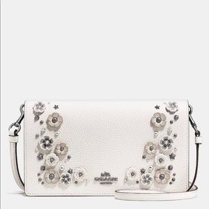 Coach Willow Floral Leather Crossbody Chalk